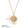 Collana con ciondolo sole in acciaio oro 18K, pietra turchese e dimensioni - Ciondolo Sole Turchese (TN3238-BL)