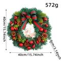 Christmas wreath with green pine needles and red ornaments measuring 40cm and 572g weight - Red Green Pine Needle Wood Sign Deer Style