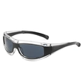 Outdoor cycling sunglasses with clear double frames and dark grey protective lenses - Black Frame Black Grey Lens
