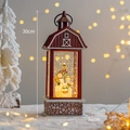 Red Christmas snowing lantern ornament featuring snowmen family scene and 30cm height - Red - Snowman Family (Type C)
