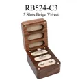 Three-slot walnut wood jewelry box with beige velvet lining and magnetic closure - No Engraving / Beige Lining