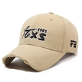 Distressed khaki baseball cap featuring 1983 embroidery and vintage frayed brim style - Adjustable / Khaki