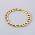 Bracciale da uomo a catena cubana dorata con robusta chiusura a moschettone - Catena Figaro 7mm 3:1 / 20cm / Oro