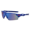 Gafas de ciclismo azul real con lentes polarizadas azules y detalles rojos en patillas - Montura Azul Lentes de Espejo Azules