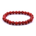 8mm red synthetic turquoise beaded stretch bracelet with black spiderweb patterns - Red Howlite