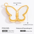Colgante de mariposa blanca en acero inoxidable con bordes dorados y acabado impermeable - Estilo de Mariposa Blanca (PJ91595)