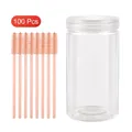 100-pack pink disposable eyelash brushes with transparent storage tube container - 100 Packs / Lotus root pink