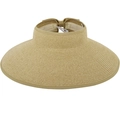 Dettaglio di una visiera in paglia a tesa larga con elegante fiocco sul retro della testa - M (56-58cm) / Beige