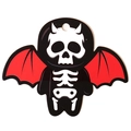 Cartoon skeleton bat Halloween gift tag in black and white with red accents - Skeleton Red Wings