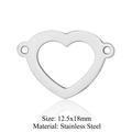 Silver stainless steel heart connector 12.5x18mm for DIY jewelry making - Heart / Silver