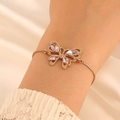 Bracelet papillon doré ajustable orné de pierres roses sur une chaîne à mailles carrées - Bracelet Papillon Strass Rose / Or KC (Strass Rose)