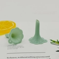 Pair of light green petal-shaped silicone funnels with hanging holes for liquid dispensing - Petal Shape / Nordic Blue