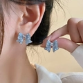 Elegante silberne Schleifenohrringe mit hellblauen Zirkonia-Kristallen für Damen - 25# 3D Bow Knot Main Stone Style / Hellblau/Silber