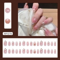 Rosa Katzenauge-Aufdrücknägel mit 3D-Schleifen und Sternen im 24-teiligen Set - Klebertyp (30er Pack) / Glühwürmchen Jade Rosa (Katzenauge Leopard Bogen)