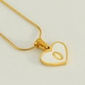 Minimalist 18K gold heart necklace with white shell inlay and letter O pendant - Letter O