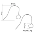 Silver stainless steel spring ear hook with beads, 27mm height for DIY jewelry - Steel Color - Style J