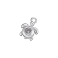 Detailed close-up of a silver sea turtle pendant with micro-pave zircon on white background - Silver Tortoise