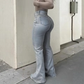Slim fit high waisted flare jeans for women in light blue wash with vintage fade - S / Light Blue
