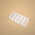 Five compartment transparent PP plastic organizer box with snap lid and hanging hole - One-piece Lock 5 Compartments/13x6.1x2.5cm