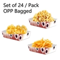 Macro view of Halloween eyeball theme paper trays set for party snacks and appetizers - French Fries Boxes 24PCS - Large Eyeball