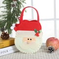 Cute Santa Claus cartoon Christmas gift bag with 3D plush ball and red handle - Cartoon Santa
