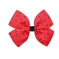 Red grosgrain bow hair clip with black polka dots and sparkly center for girls - Red Black Polka Dot Watermelon Seed Style (6)