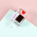 Miniature transparent popsicle keychain with chocolate, strawberry and pink straw - No Closure / Chocolate