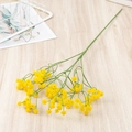 Detailed top view of realistic yellow gypsophila flower bouquet on light wood background - Real Touch-Yellow