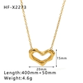Vista macro del collar de corazón hueco chapado en oro con dimensiones y especificaciones - Oro de 18K / Dorado (HF-X2273)