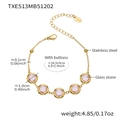 18k gold plated stainless steel bracelet with pink faceted glass stones and extender - Bracelet Only / Gold-Pink