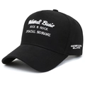 Casquette de baseball noire oversize avec broderie 3D blanche et visière courbée - Noir Avec Broderie Blanche