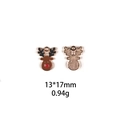 Front and back detail of a 13x17mm elk alloy pendant with red nose and golden finish - Style 19-Brown Red Nose Elk