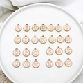 Set of 26 round pink enamel letter charms from A to Z with gold alloy frames - Letter A / 3#Pink Letter