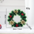 Grüner Weihnachtskranz mit goldenen Poinsettien und roten Beeren, 28cm Durchmesser - D1-3 Grüner Kranz Mit Goldenen Blumen