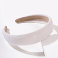 Elegant white wide sponge headband with vintage grid texture for stylish hair styling - Shimmering White