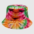 Cappello a secchiello reversibile tie-dye in cotone con toni rosa verdi e arancio - M (56-58cm) / Tie-Dye Artistico Multicolore (13)