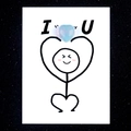 Healing card with rainbow heart-shaped natural crystal stone and stickman figure - Opal (Synthetic)