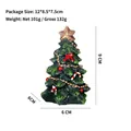 Mini resin Christmas tree figurine with gold star and red bows, 9cm tabletop decor - 9cm