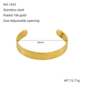 Irregular hammered 18K gold plated stainless steel open C-shape bangle for women - Wide Style (ZXG1435) / Gold