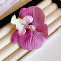 Pink gradient orchid flower hair clip with pearl detail for a refined vintage look - 8# Duckbill Clip - Pink Purple Gradient Phalaenopsis