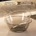 Stackable small PET washbasins in transparent and smoke grey with polished finish - 2-Pack Small Transparent + Grey