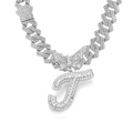 Collana a catena cubana argentata con ciondolo a farfalla e lettera J con strass - Solo ciondolo / Lettera T argento