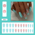 Uñas postizas de lujo Z667 azul y rosa con diamantes brillantes para manicura chic - Tipo de Pegamento / Azul Lago Gota de Diamante (Z667)