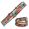 Bohemian multi-layer beaded strap with turquoise and wood beads for Apple Watch - B-wb220018b / L1（38/40/41）