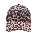 Detailed view of the leopard print pattern and fabric texture on a curved baseball cap - Deep Brown Black Woven Leopard (Series A-10)
