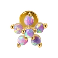 Gold finish lab-grown purple opal cartilage stud featuring five round stones in star shape - 1.2x6mm / Gold-6 OP38 Opal Flower