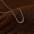 Elegant S925 sterling silver necklace with rainbow cubic zirconia stones variant - Rainbow Arc (A3981) / 925 Silver / White Gold
