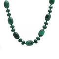 Handmade necklace with natural green agate stone beads and unique black stripe patterns - Malachite