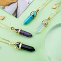 Natürliche Kristall-Anhänger-Halsketten in verschiedenen Farben mit goldenen Herz-Detail-Ketten - Obsidian