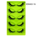 Set of 5 pairs of 3D cat eye false eyelashes with thick long winged ends model 3DMAO-16 - 3D Dense Cross Classic Style (3DMAO-16)